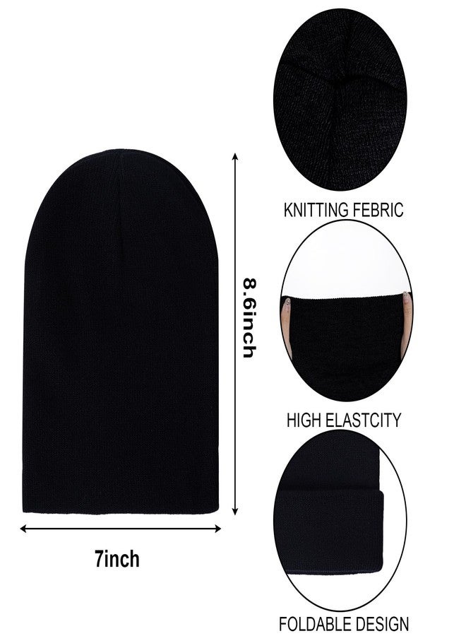 Yymobt 6 Pack Winter Hats and Gloves Beanies Hats and Gloves Set Warm Beanies Hat Elasticity Full Finger Glove for Cold Weather (Black) - Image 2